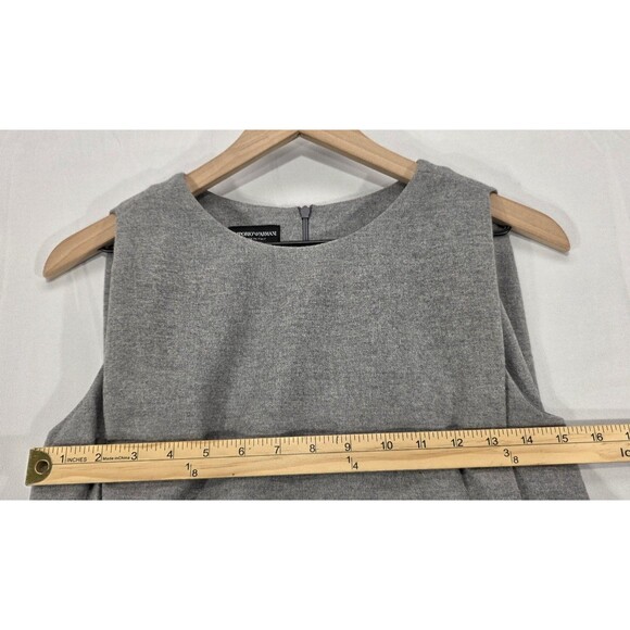 EMPORIO ARMANI Womens Virgin Wool Sheath Dress Minimalist Pockets Gray Italy 38 - Picture 14 of 16